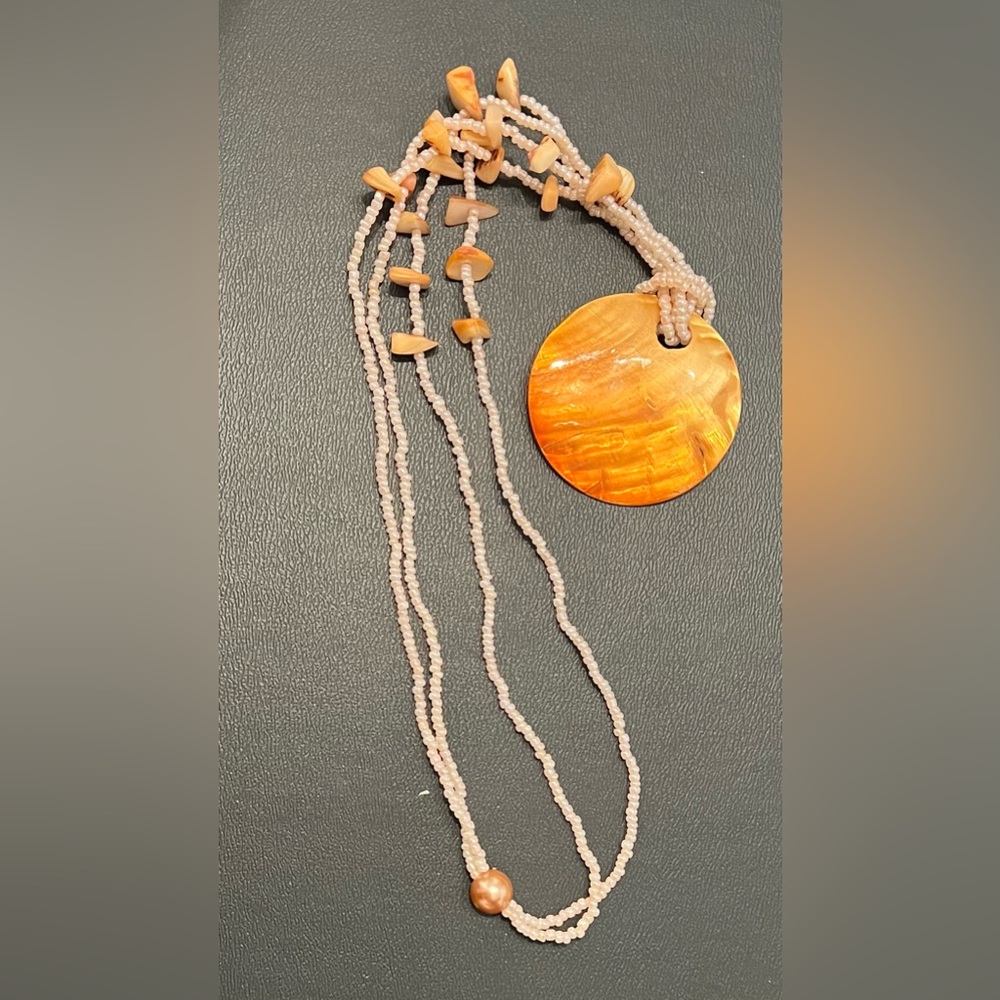 Elegant PEACH Albalone Beaded Necklace